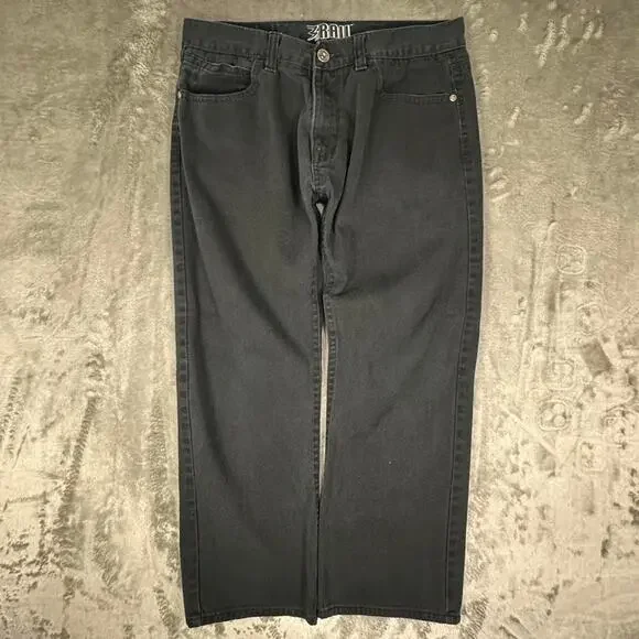 Y2K Third Rail A Zoo York Production Black Denim Jeans Size 36/30 - Picture 2 of 8